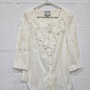 Women's Cream Ruffled Blouse